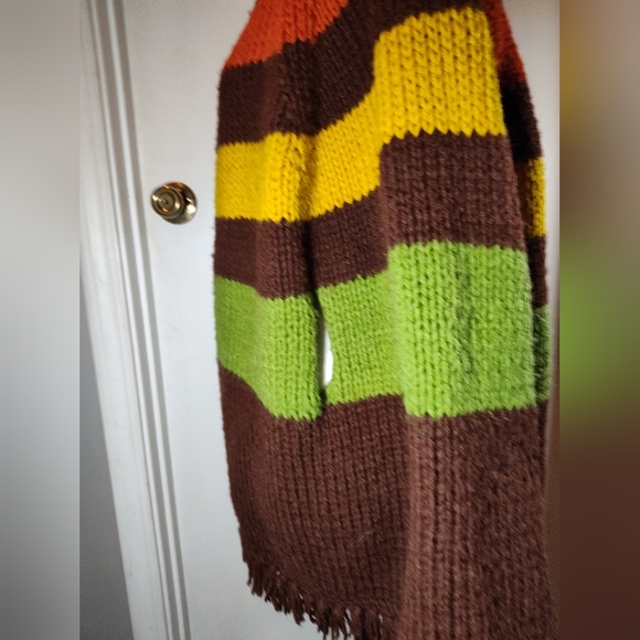 🏵️ vintage handmade knit shawl wrap boho hippie - Picture 9 of 14